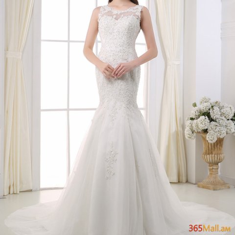 Հարսանեկան զգեստ Best Day ջրահարս, ապլիկացիաներով, փայլերով, երկար շլեյֆով