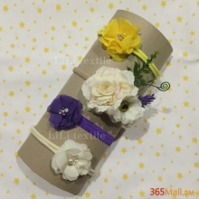 Մանկական աքսեսուարներ՝ գլխակապերի հավաքածու դեղին, սպիտակ և մանուշակագույն ծաղիկներով