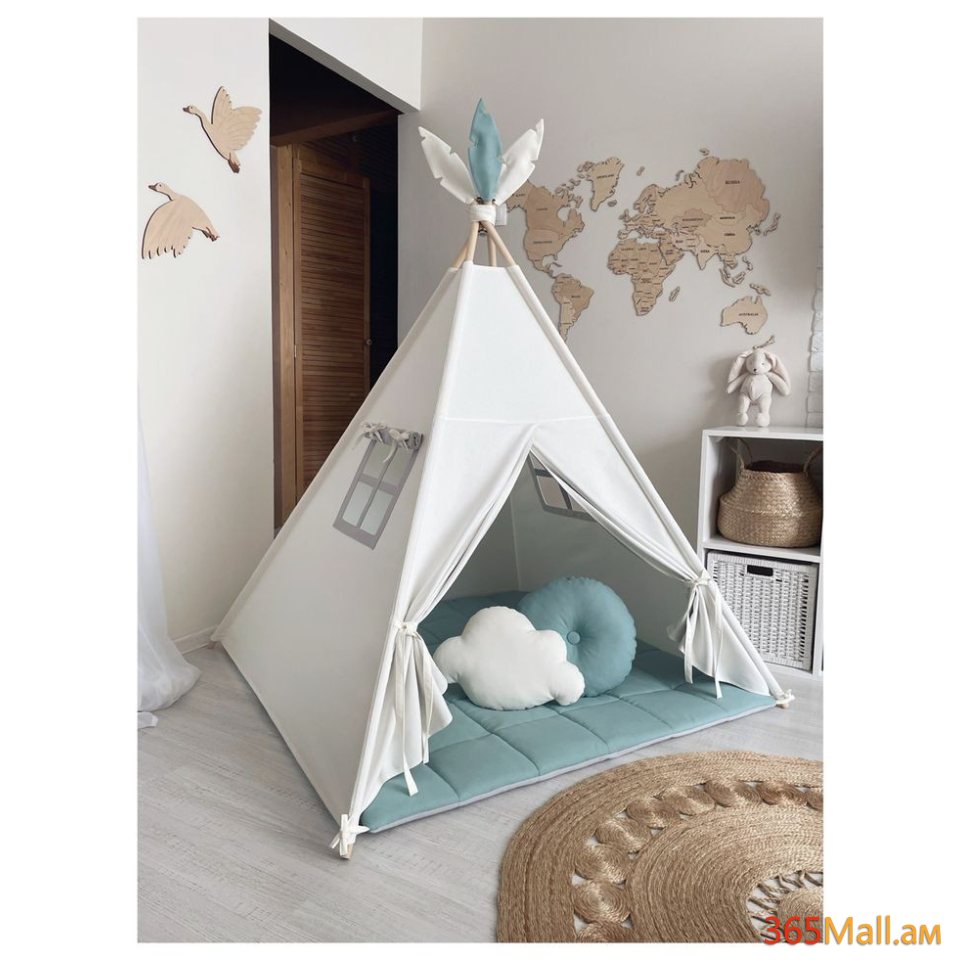 Էկո տնակ վիգվամ՝ սպիտակ, փիրուզ