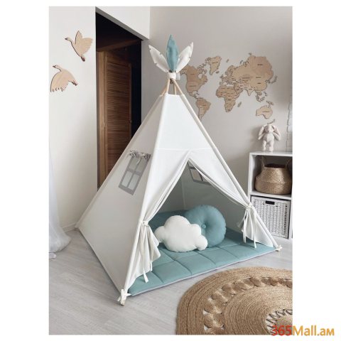 Էկո տնակ վիգվամ՝ սպիտակ, փիրուզ