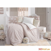 Մանկական, օրորոցային անկողնային հավաքածու՝ անկողին և տափակ բորտեր 4 կողմի համար շագանակագույն
