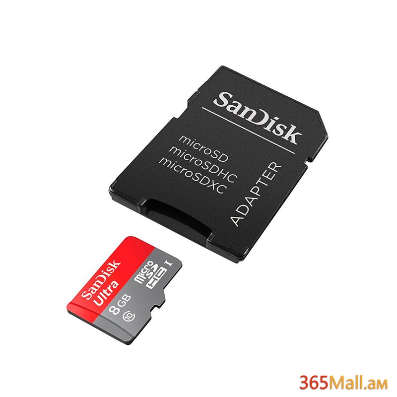 Հիշողության քարտ ,MicroSD 8GB,SanDisk Ultra with Adapter/Class10