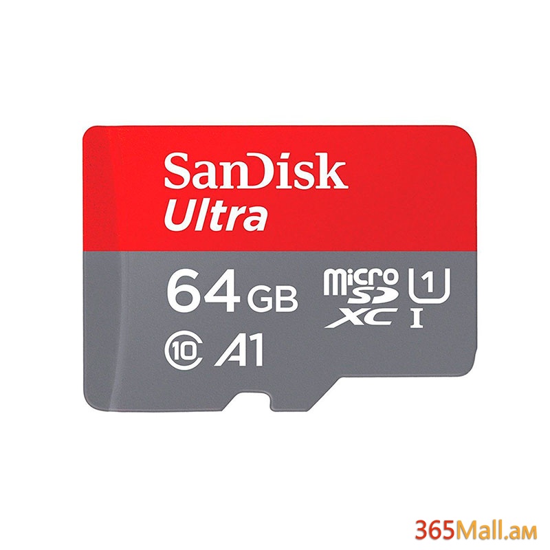 Հիշողության քարտ ,  MicroSD 64GB,SanDisk Ultra with Adapter/Class10