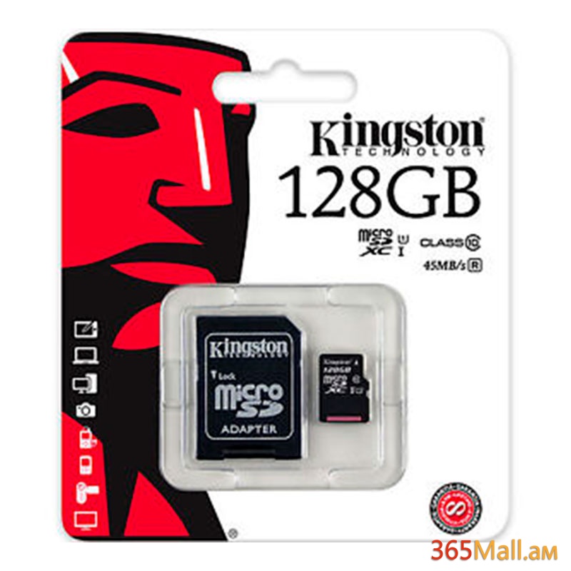 Հիշողության քարտ , MicroSD 128GB,Kingston XC I/128GB/Class10/SDC10G2/Read:45MB/s