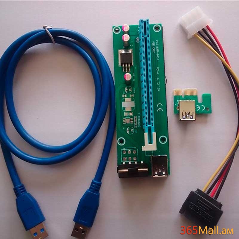 Համակարգչի բաղադրիչ մասեր ,PCI-ex 1x to PCI-ex 16x adapter,PCI EXPress 1X to 16x USB 3.0 cabel 30SM
