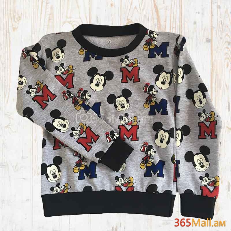 Մանկական սև,մոխրագույն երկարաթև սպորտային շապիկ,Mickey mouse