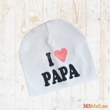 Մանկական սպիտակ գլխարկ ՝ i love papa և i love mama