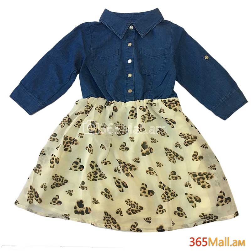 Մանկական տոնական զգեստ՝ ջինսե վերնամասով և կաթնագույն կիսաշրջազգեստով
