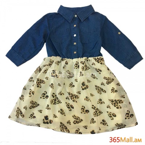 Մանկական տոնական զգեստ՝ ջինսե վերնամասով և կաթնագույն կիսաշրջազգեստով
