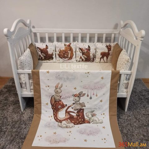 Եղնիկով անկողնային հավաքածու( բարձեր + սպիտակեղեն]