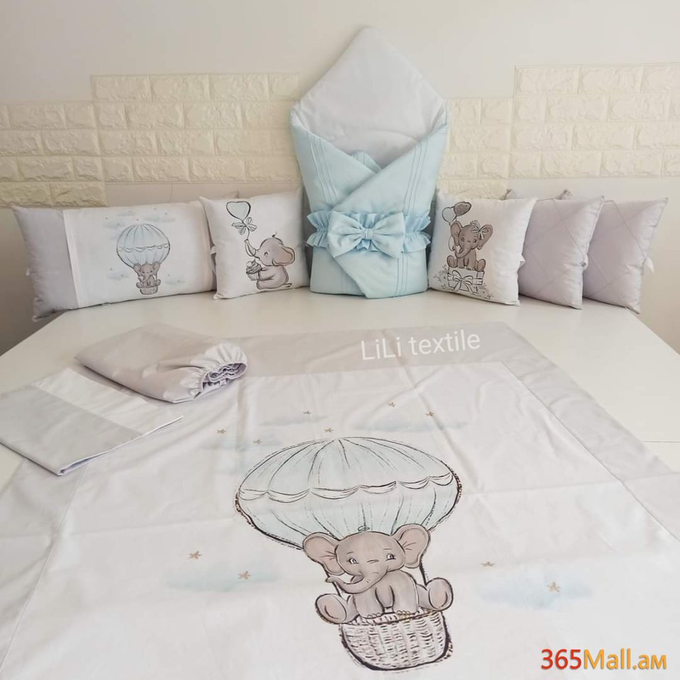 Փղիկով անկողնային հավաքածու( բարձեր + սպիտակեղեն+ դուրսգրման ծրար)