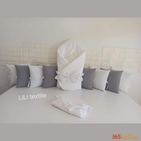 Գործվացքային անկողնային հավաքածու( բարձեր + դուրսգրման ծրար + սավան)