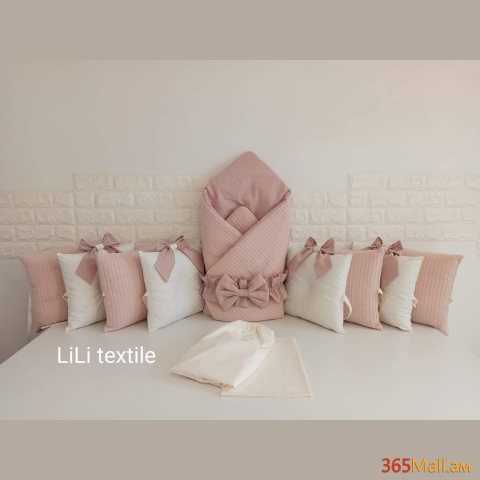 Գործվացքային անկողնային հավաքածու( բարձեր + դուրսգրման ծրար + սավան)