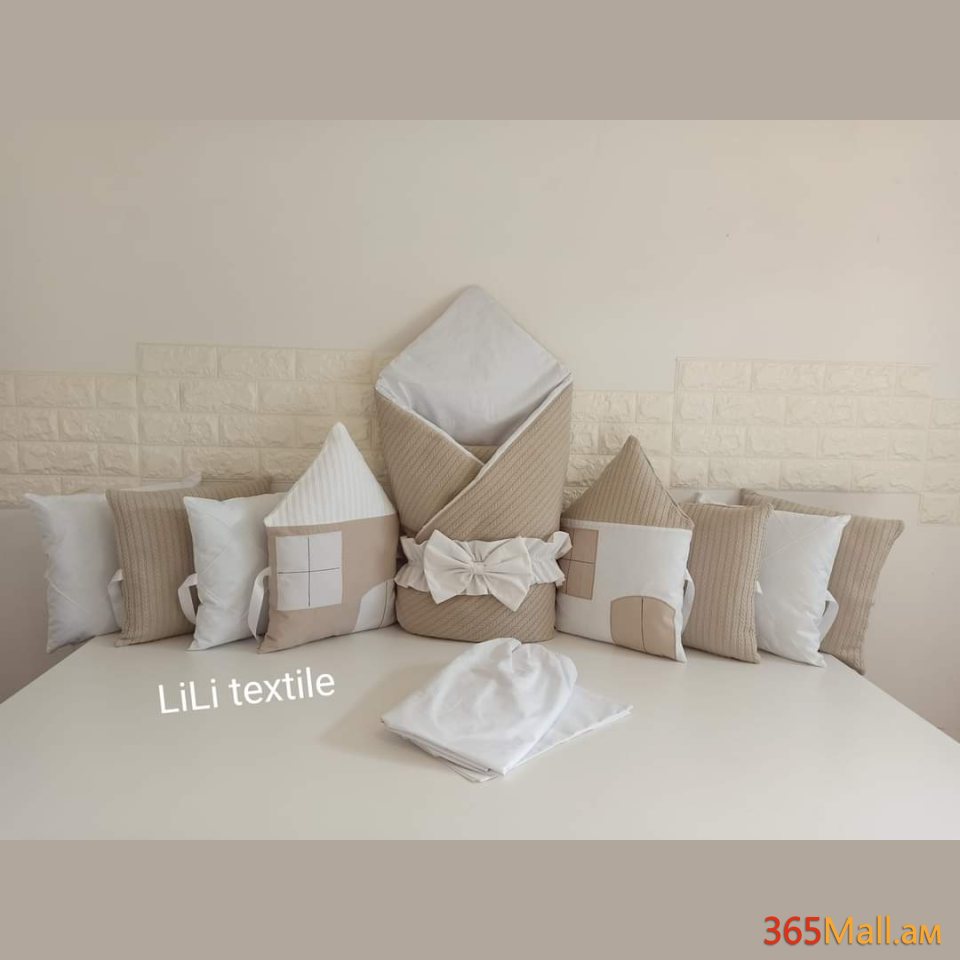 Գործվացքային անկողնային հավաքածու( բարձեր + դուրսգրման ծրար + սավան)