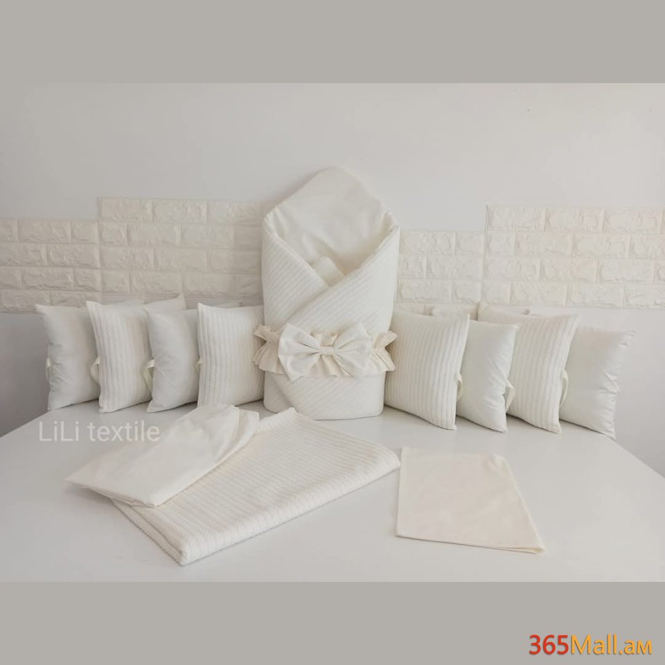 Գործվացքային անկողնային հավաքածու( բարձեր + դուրսգրման ծրար + սավան)