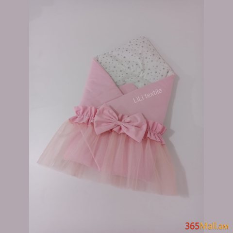 Դուրսգրման ծրար - սատին,  վարդագույն, շղարշ գոտիով