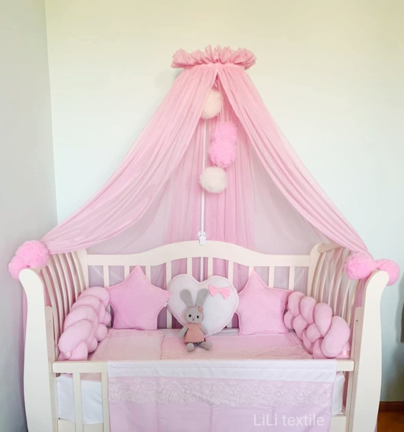 Օրորոցի քող + ձող վարդագույն